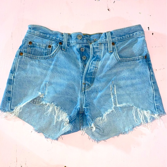 Levi's Pants - Levi’s 501 Premium Cutoff Shorts Destroyed Distressed Denim Jean Waist 27 Womens